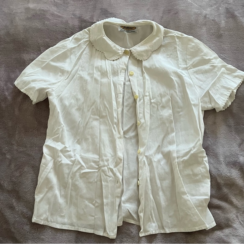 Peter Pan Collar White Short Sleeve Button Down